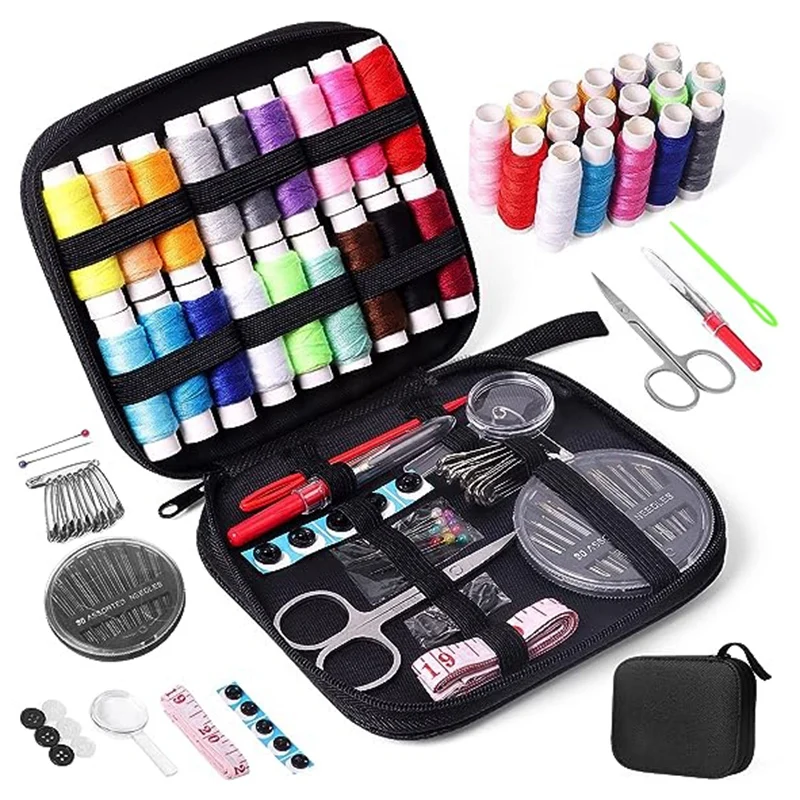 Sewing Kit With Case,Portable Sewing Supplies For Adults, Beginner,Kids Contains Thread, Scissors, Needles, Measure,Etc Durable