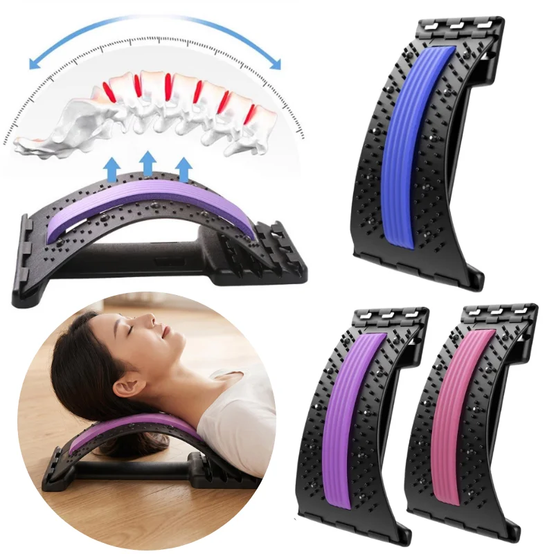 Masseur dorsal portable et réglable pour étirement lombaire, outil de thérapie contre les douleurs dorsales pour usage quotidien