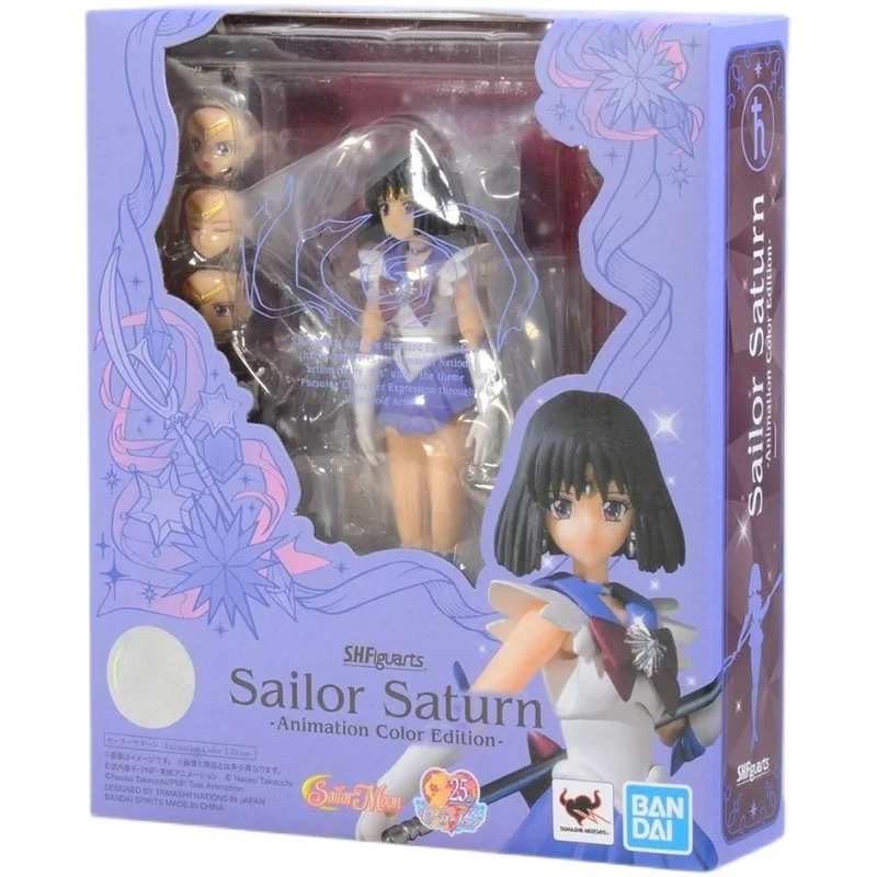 Bandai Sailor Moon Anime Figure SHF Sailor Saturn Animation Color Edition Genuine Model Anime Action Figure Toys for Children