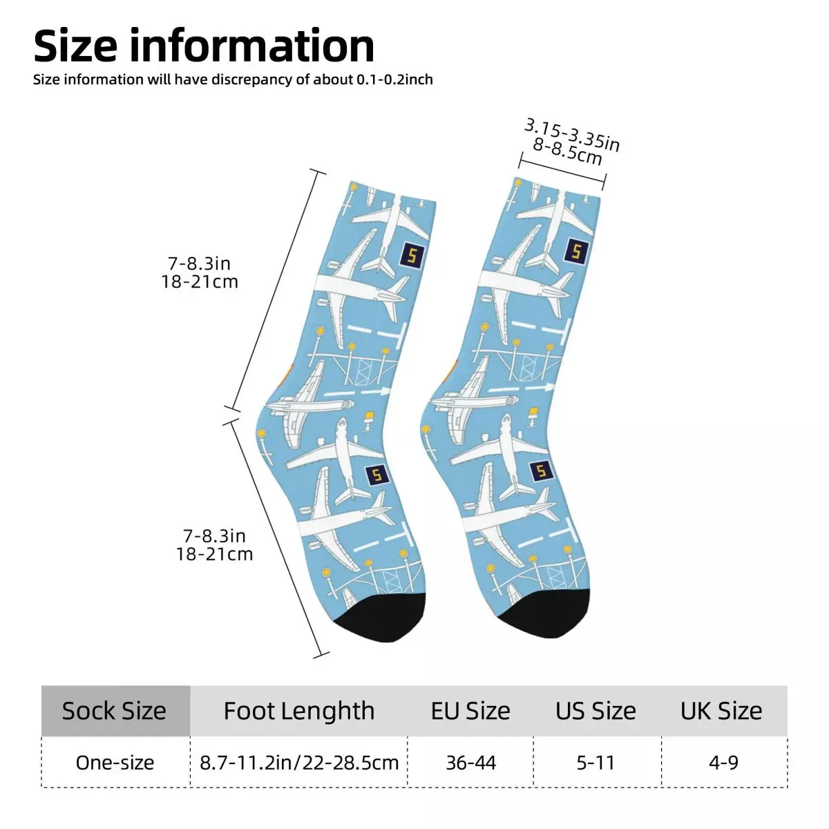 Funny Crazy Sock for Men Passenger Airplanes Hip Hop Vintage Airplane Pattern Happy Pattern Printed Boys Crew Sock Novelty Gift