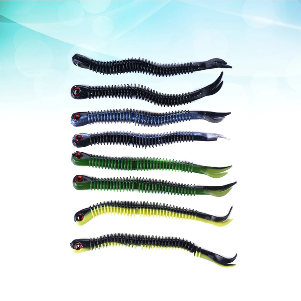 

8PCS Sandworm Soft Baits Reusable Fishing Lures for Carp Silver Carp Saltwater Gear Kit Worm Shape Lifelike Baits
