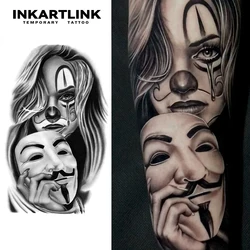 Clown Mask Temporary Tattoo,Lasts To 15 Days New Technology Magic Waterproof Semi Permanent Sticker.