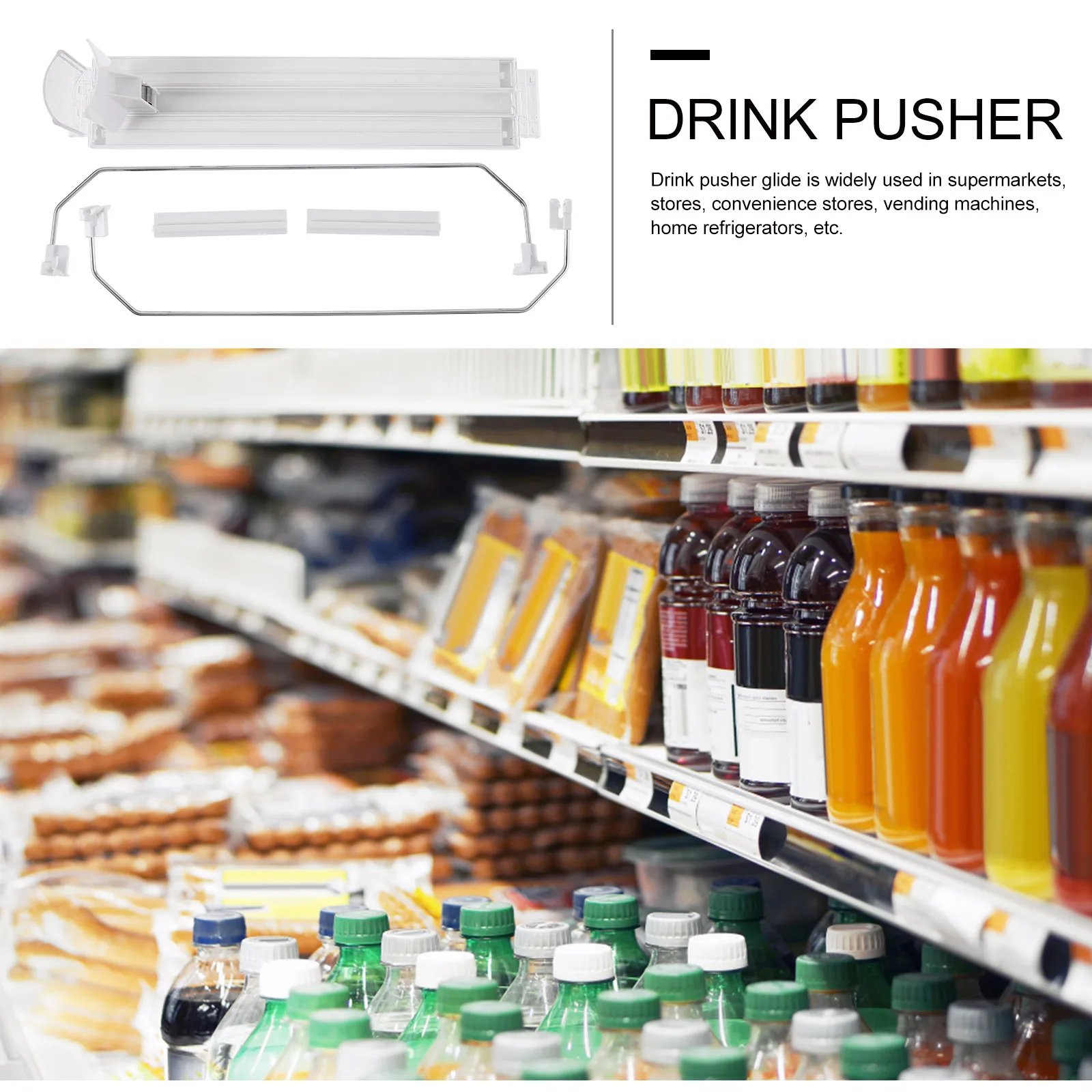 

Supermarket Shelf Drink Pusher ABS Automatic Replenishment Glide Beverage Organizer Shop Fridge Can Bottle Dispenser