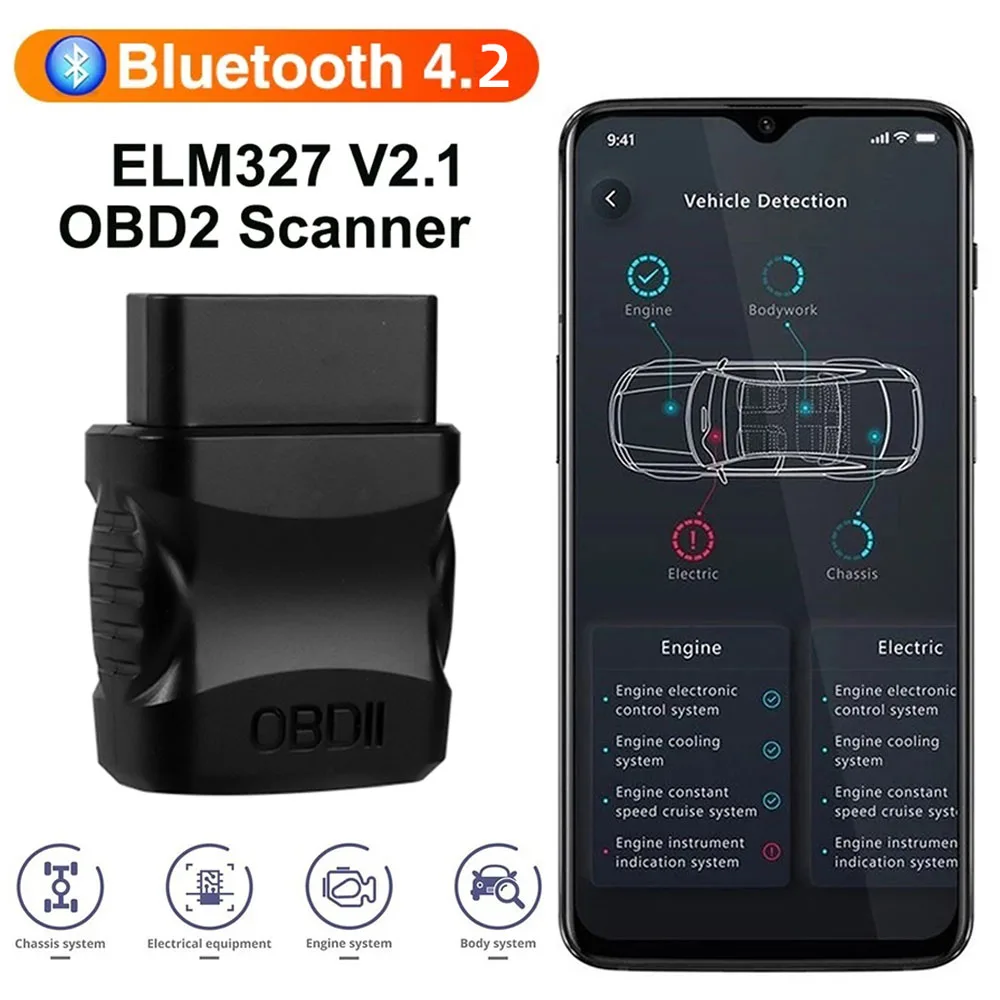 ELM327 V2.1 Car Engine Fault Code Reader OBD2 Scanner Bluetooth 4.2 Car Dignostic Scanner EOBD Fault Code Reader For IOS/Android