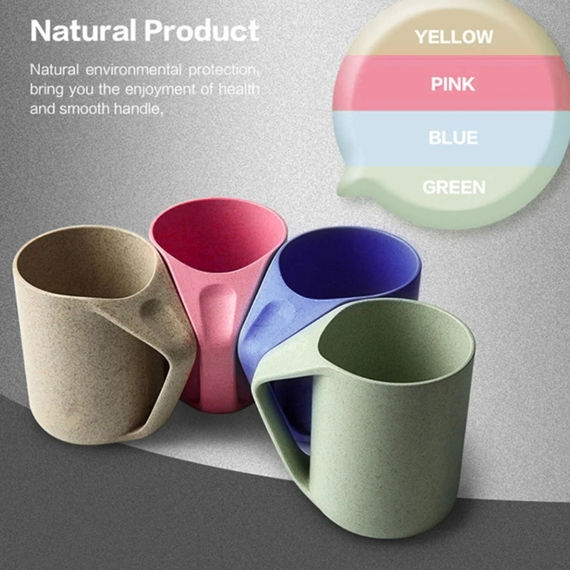 4 Colors Eco-friendly Healthy Wheat Straw Biodegradable Plastic Cup Mug for Kitchen Water Coffee Milk Juice Tea