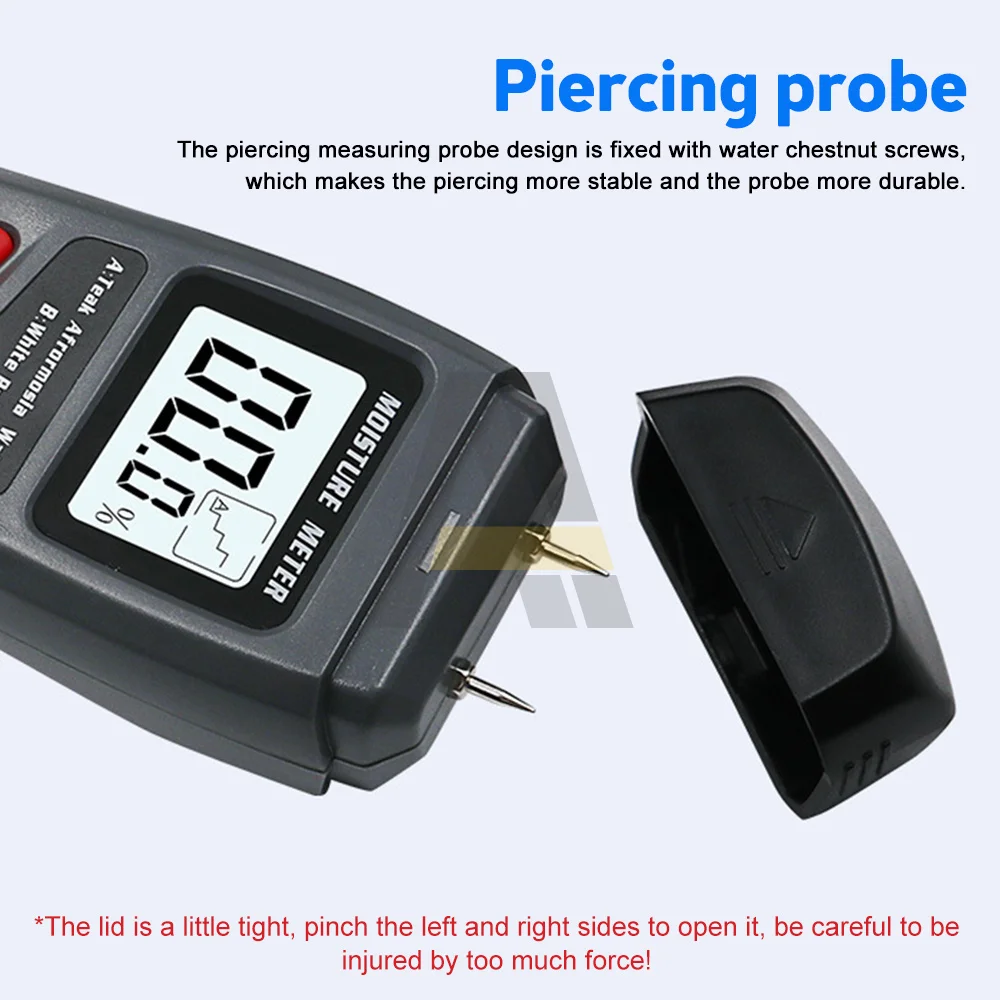 Orange 0-99.9% Penguji Kelembaban Kayu Digital Dua Pin Penguji Kelembaban Kayu Tampilan LCD Hygrometer Detektor Kelembaban Kayu