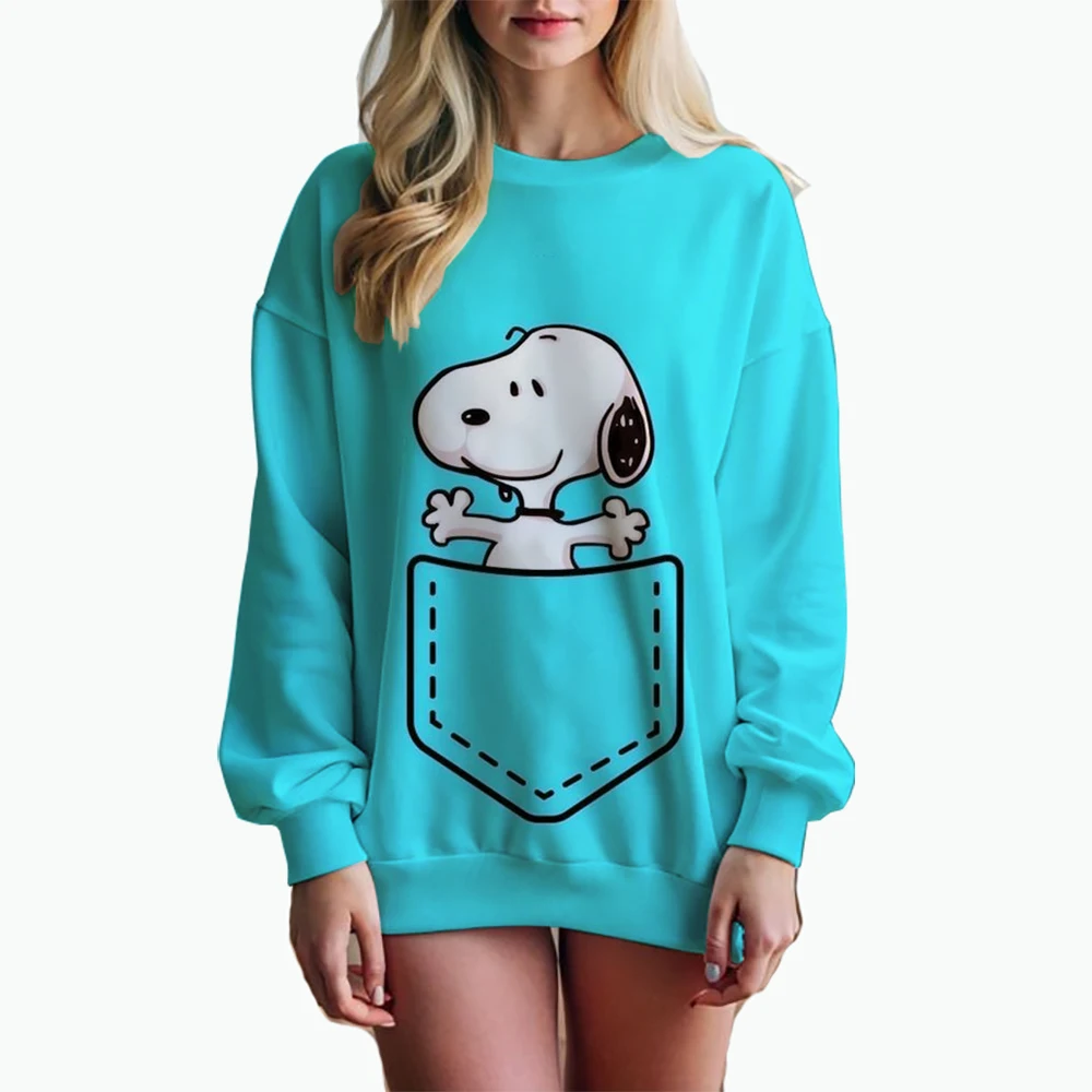 Woman\'s Hoodie New Autumn/Winter Fashions Y2k Snoopy Cartoon Print Sweatshirts Round Neck Coat Loose Long Sleeve Miniso Sanlio