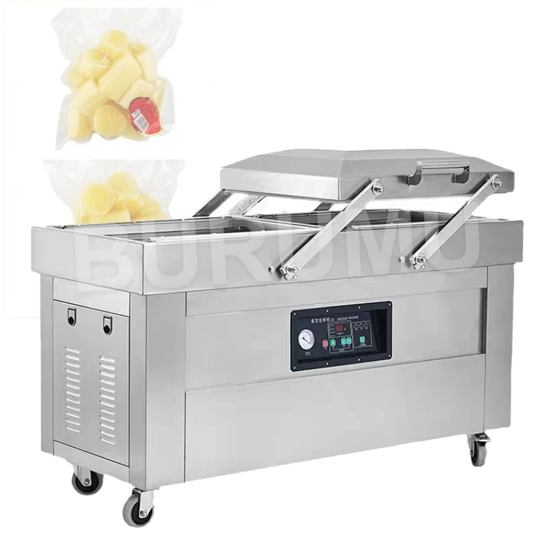 Máquina de envasado y encogimiento al vacío, máquina de envasado de alimentos, pan, cacahuete, frijol, doble cámara, Modelos 500, 600