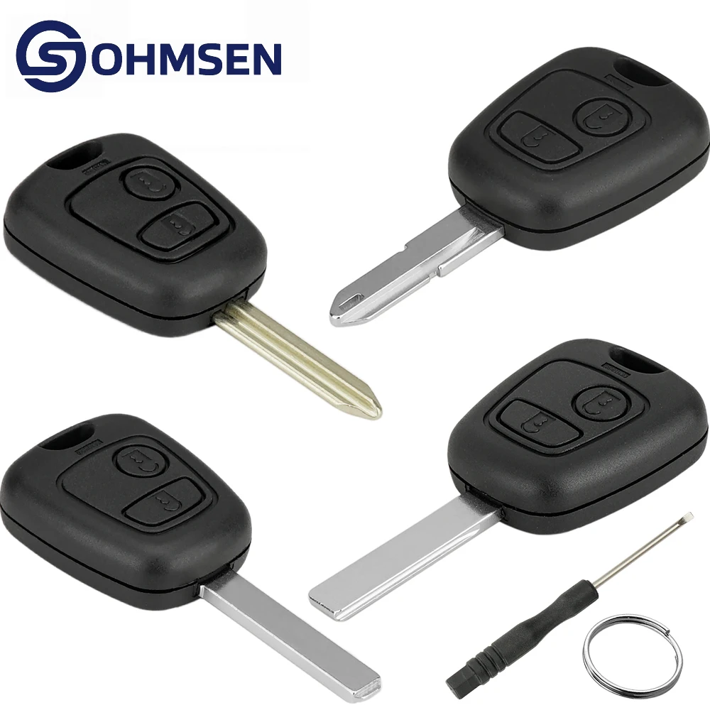 

OHMSE Key Fob Case 2 Button for Citroen C1 C2 C3 C4 C5 Saxo Berlingo Xsara Picasso Peugeot 107 206 207 306 307 407 Toyota Aygo