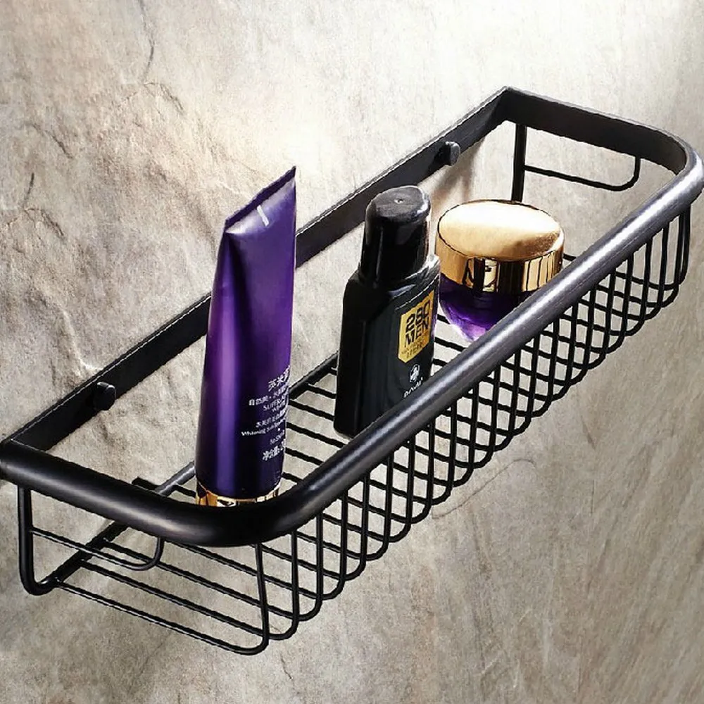 450mm Black Oil Rubbed Brass Wall Mounted Single Tier Soap / Sponge Shower Storage Basket / Bathroom Accessory Lba064