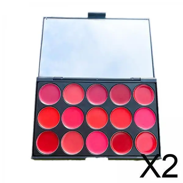2x 15 色口紅プレート リップステイン口紅パレット パーティーバー初心者向け