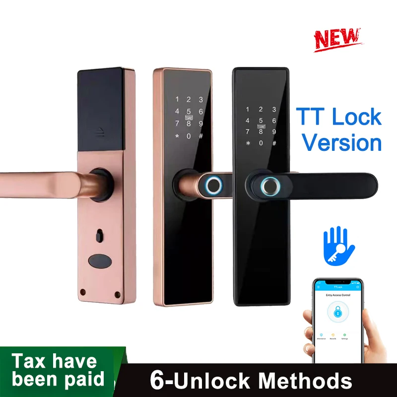 H4 TT Lock Electronic Lock Bluetooth Smart Door Lock Fingerprint Lock Password IC Card Key For Smart Home