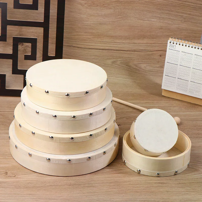 กลองเฟรม 4/6/7/8/9/10 นิ้ว กลองมือ กลองไม้ พร้อมชุดไม้ตีกลอง เครื่องดนตรีสำหรับเด็ก ของเล่นเสริมพัฒนาการ เครื่องดนตรีประเภทเพอร์คัชชัน