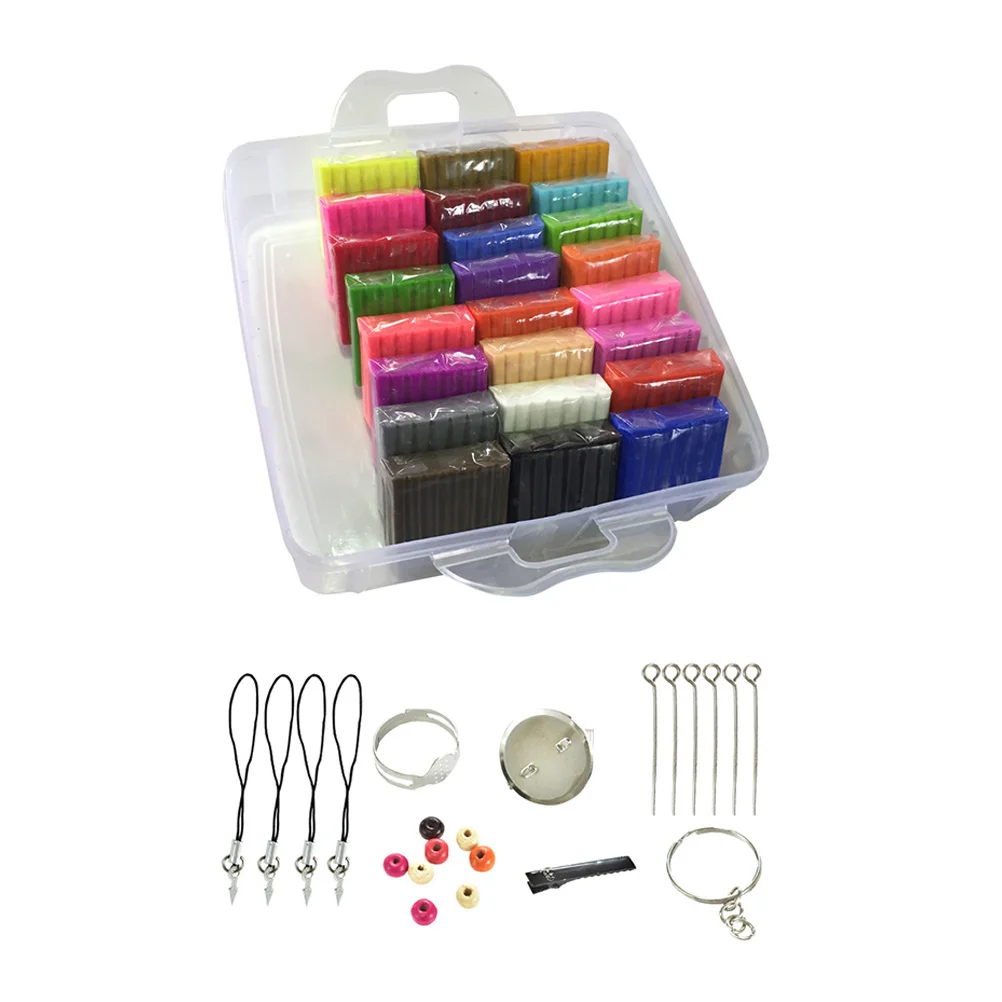 Kit de modélisation pour enfants, 24 couleurs, 1 ensemble d'outils en argile polymère, doux, pliable, extensible, bricolage, four éducatif créatif