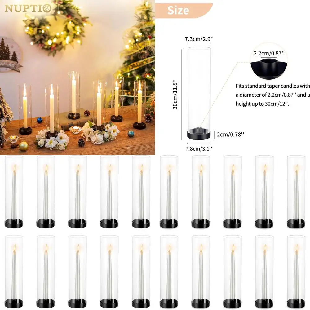 

Набор из 10 высоких стеклянных подсвечников (11,81 дюйма) – прозрачные, ветрозащитные, для свадеб и вечеринок в помещении/на улице