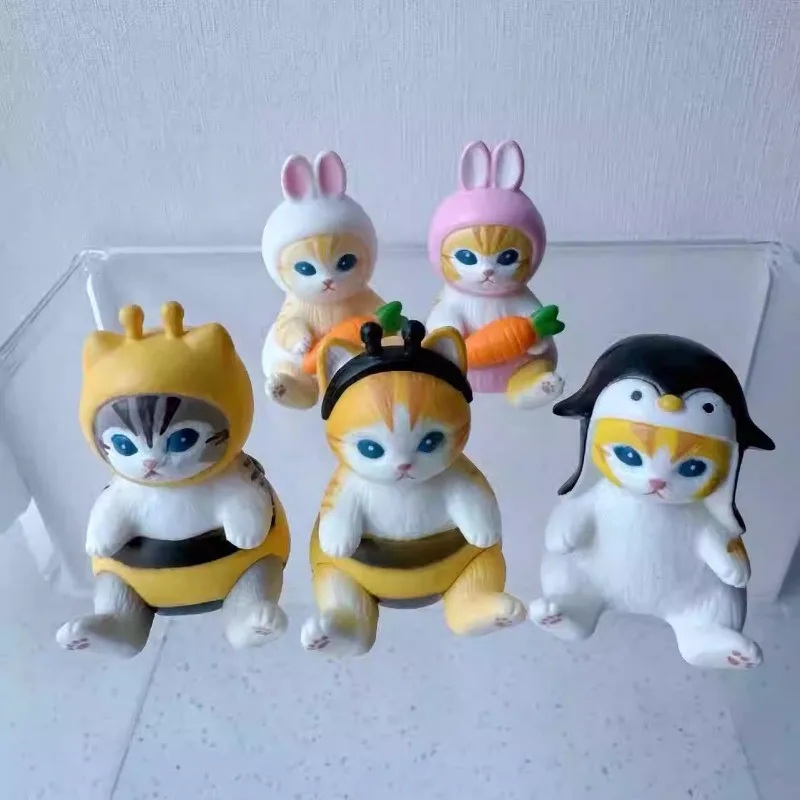 Cute Cats Series Cross Dressing Gacha Toys Bee Rabbit Penguin Creative Model Ornaments Bulk Action Figure Toys