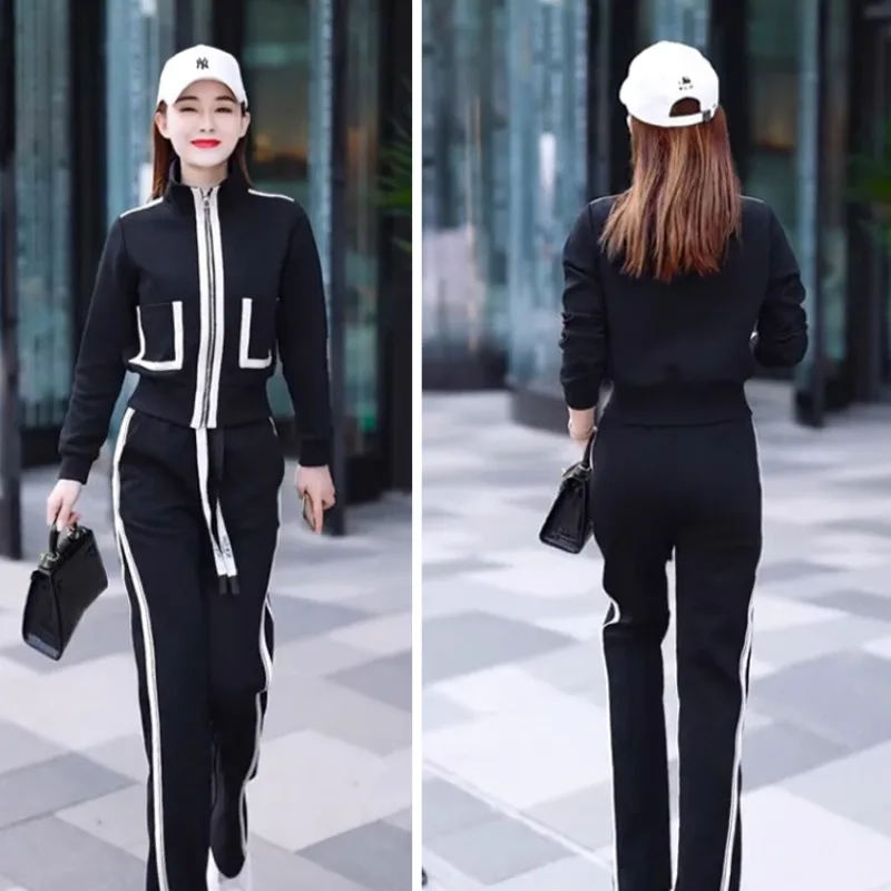 Ladies Sportswear Long Sleeve Loose Casual Sportswear suit  2023 autumn winter slimming and age-reducing two-piece set