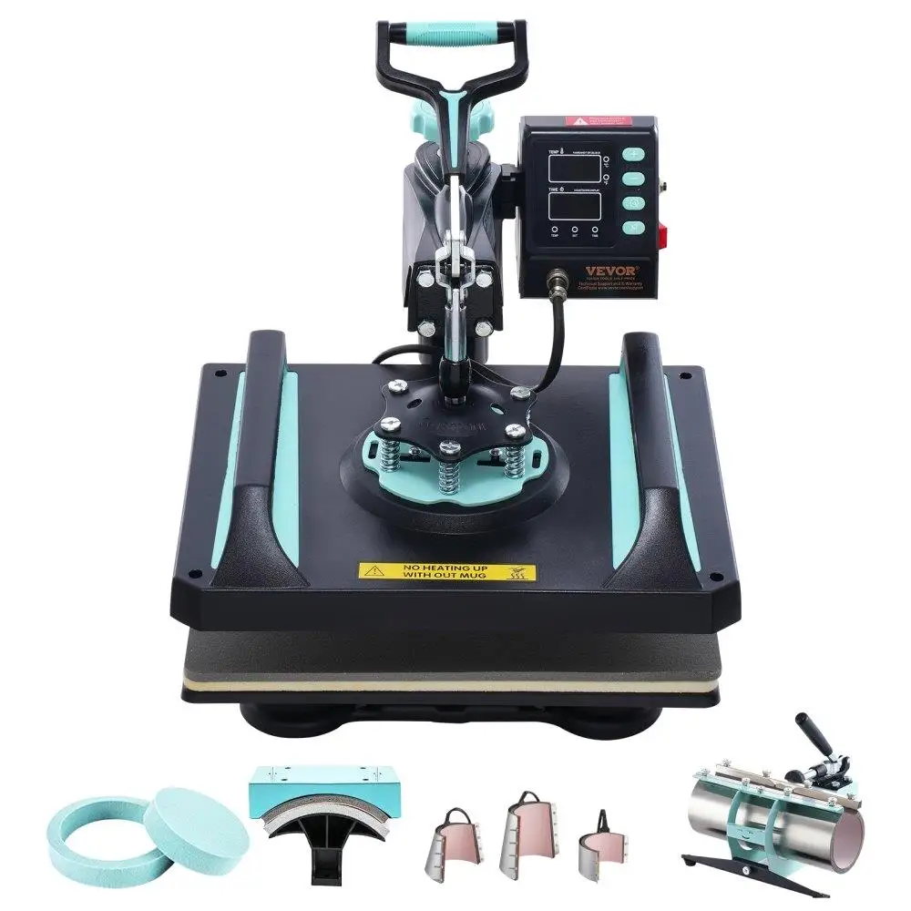 

8in1 Heat Press Machine for 12x15inches 30oz Tumbler T-Shirt Press Black Green