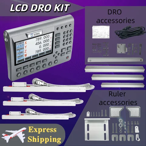 High Accuracy SDS200 4 Axis LCD DRO Digital Readout Set & 0-1000mm 5um 1um Linear Scale Encoder Sensor for Milling Lathe Turning