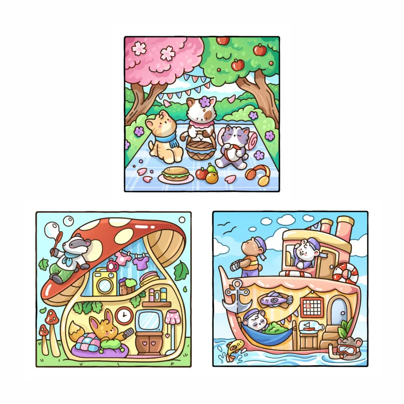 

Набор книг-раскрасок Kawaii с мультяшными животными для подростков, удобная, уютная, милая книжка-раскраска, креативные забавные и снятия стресса, книги для рисования, подарок