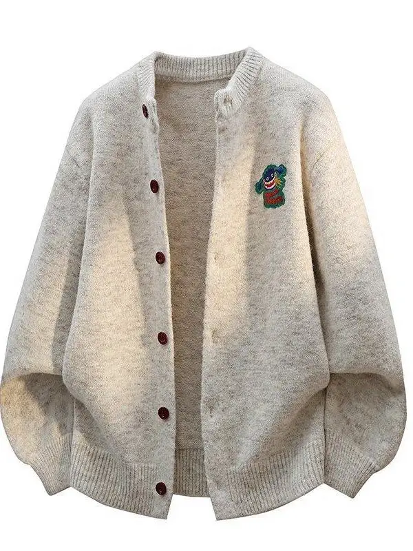 

Мужской вязаный кардиган для подростков с узором «косы» и высоким воротником, весна-осень, повседневный, стандартный крой