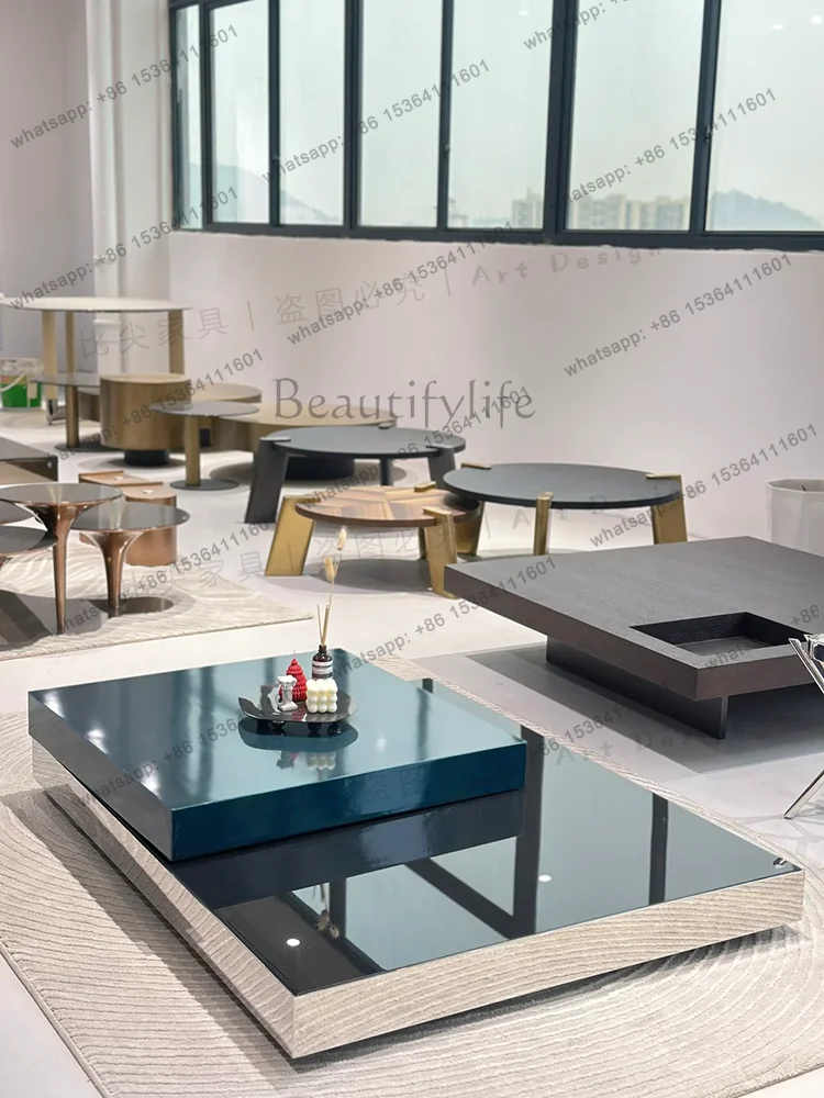 xx Minimal solid steel rotating coffee table villa stainless steel haute couture coffee table designer light luxury