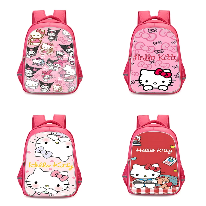 Child Backpacks Cute anime pink hello kitty Girls Student Birthday Gift School Bags Camping Durable Rucksack