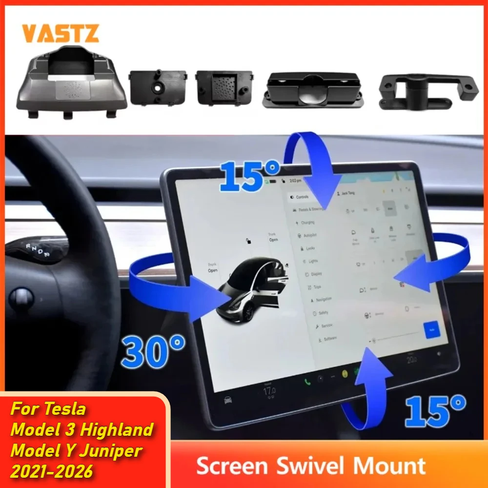 Four Directions Screen Swivel Mount for Tesla Model 3 Highland Model Y Juniper 2021-2026 Adjustable Tilt Rotating Bracket Kit