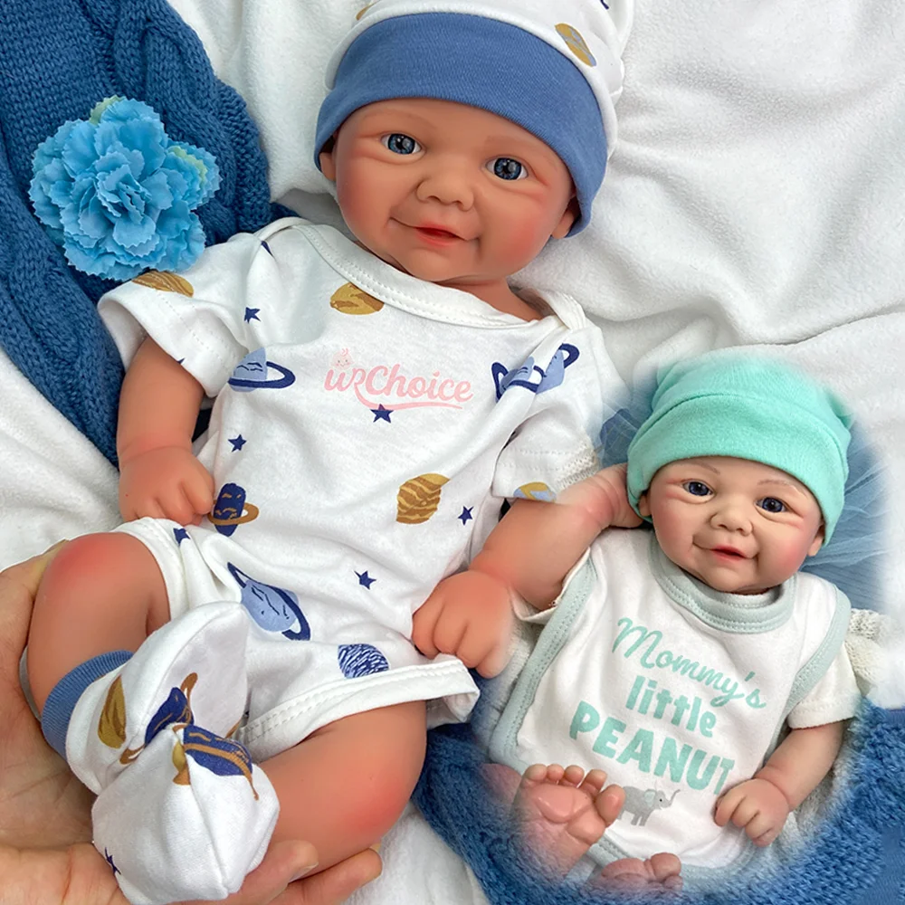 18 inch Vivienne volledig siliconen Bebe Reborn meisje/jongen pop blauwe ogen en handgeschilderde levensechte pasgeboren pop voor kinderen verjaardagscadeaus