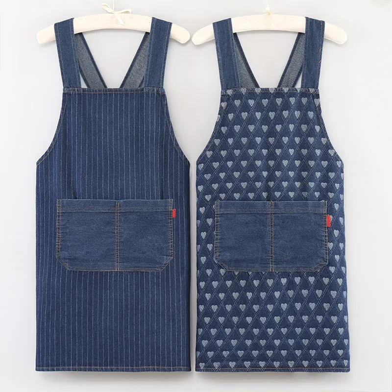 Washed Thickened Denim Apron Cross Design Cooking Apron Wear Resistant Strap Simple Style Home New Fashion No Brand Universal...