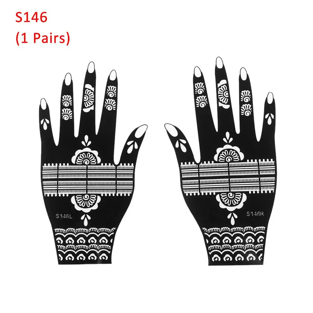 1 Pair Hot Sale Mehndi Indian Style Makeup DIY Body Art  Stencils Temporary Hand Decal Henna Template Sticker