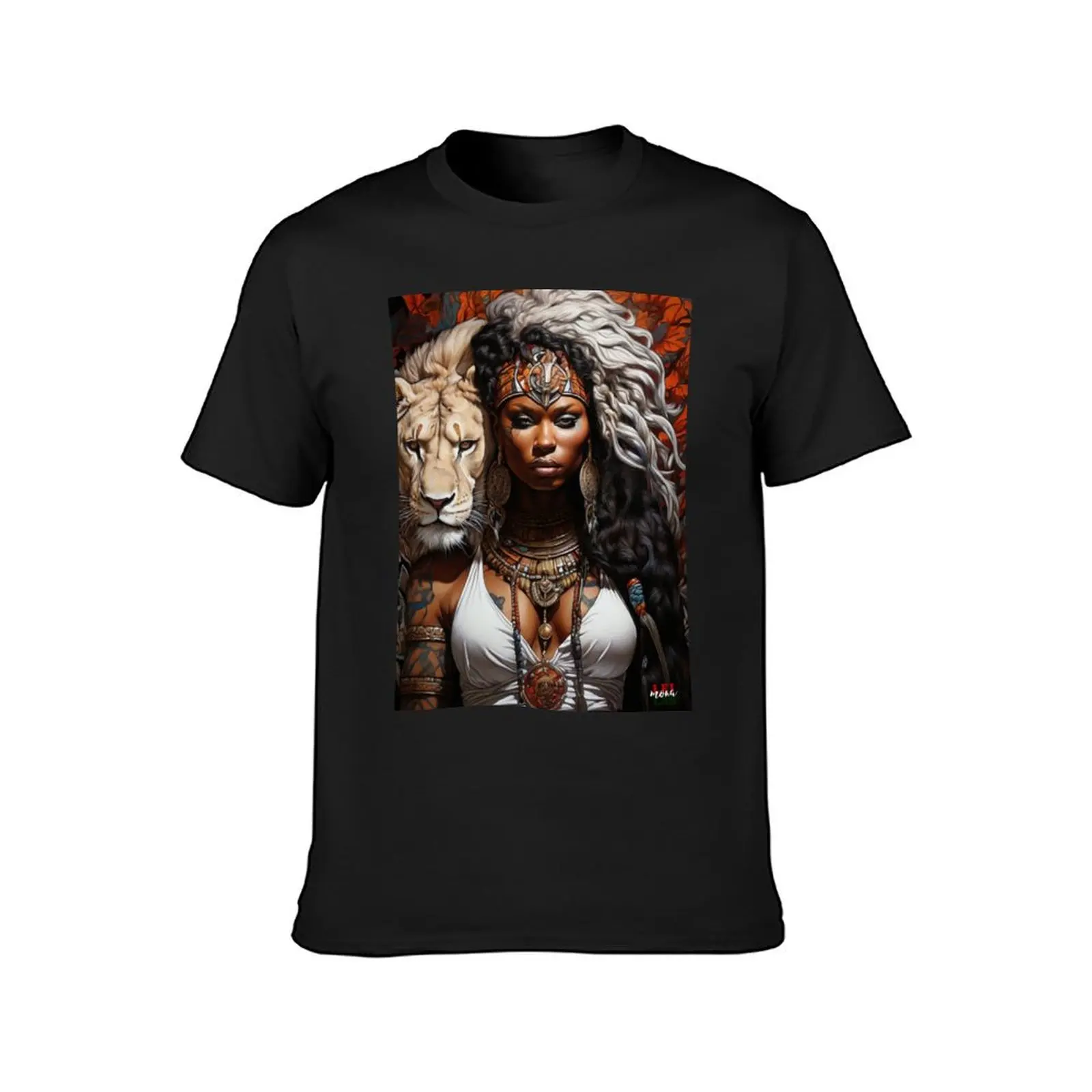 Savage Daughter with White Lion; Africa; T-Shirt sweat blanks customs heavy weight t shirts for men