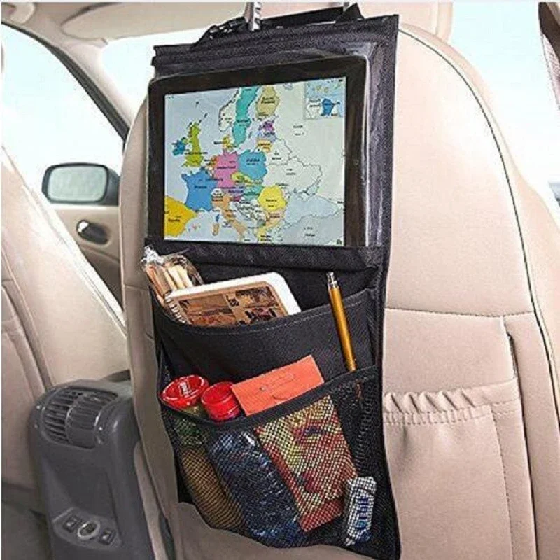 Car Back Seat Organizer Storage Bag with Foldable Table Tray Tablet Holder Tissue Box Auto Back Seat Bag Organizers Universal