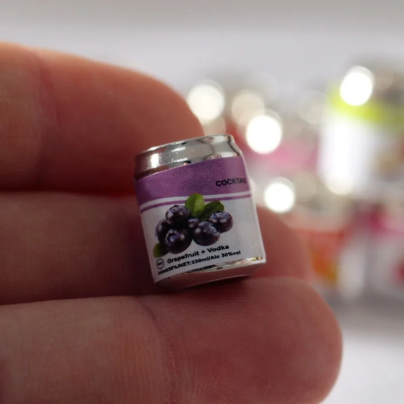 علبة نبيذ فقاعات الفاكهة الصغيرة لبيت الدمى، مشهد لعب مصغر للطعام، نموذج مصنوع يدويًا