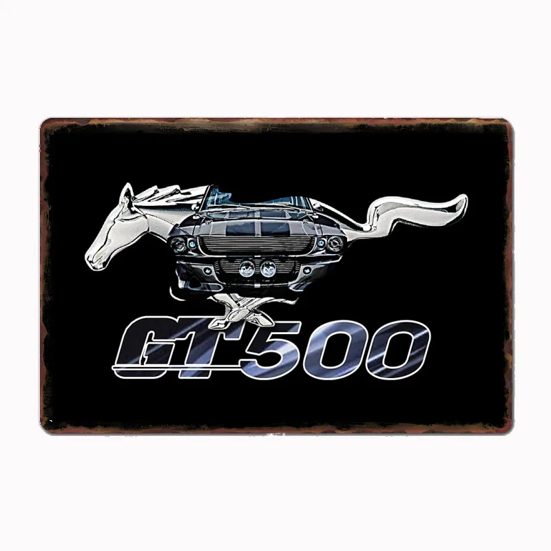 

Mustang GT 500 American Muscle Vintage Classic Car Metal Sign Custom Garage indoor Wall Room Decor Tin Vintage Home Decor