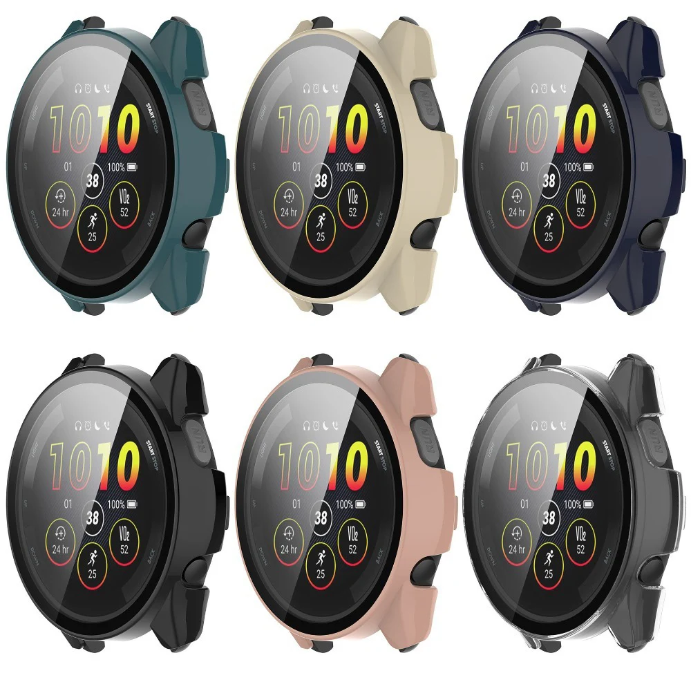 PC-Gehäuse gehärtetes Glas für Garmin Forerunner165 /165 Musik Active Full Cover Displays chutz Smartwatch Stoßstange Reinigung Baumwolle