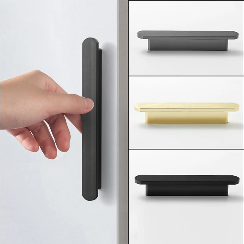 

High-end Furniture Cabinet Door Wardrobe Hardware Door Handle Shoe Cabinet Drawer Extended Handle Black Gray Gold Brushed Solid