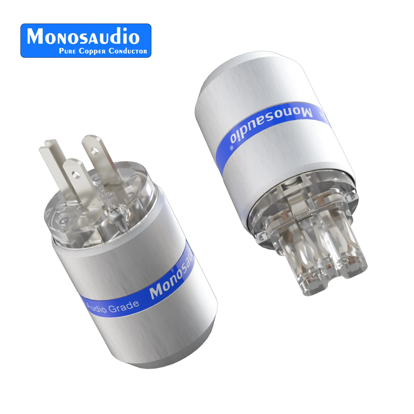 Monosaudio M107R/F107R High Clear Red Copper Rhodium Plated US Power Cord American Connector for Audio Video Plug