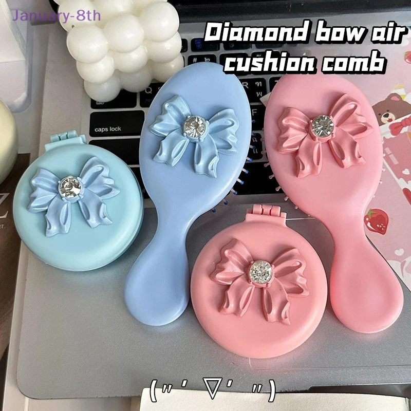 Water Diamond Bowknot Small Bow Comb Mini Compact Portable Foldable Airbag Air Cushion Massage Mirror Comb Female