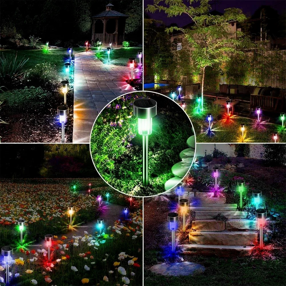 Waterproof LED Solar Garden Lights, Outdoor Solar Powered Lamp, Landscape Lighting, Pathway, Patio, Yard, Lawn Decoration, 6 Pcs