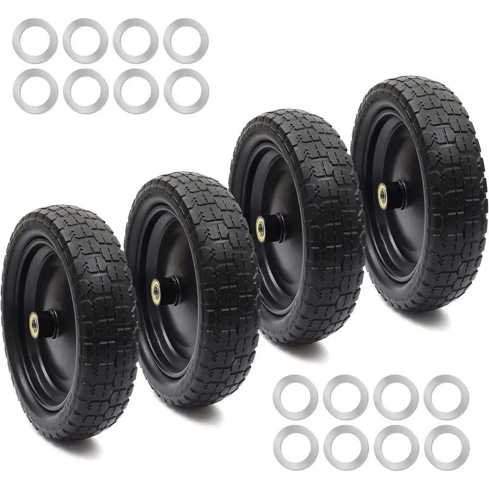 

(4-Pack) 13" lat ree Tire and Wheel - with 5/8" Axle Bore Hole, 2.17" Oset Hub - 13 lnch Solid Wheels Compatible with Garden wag
