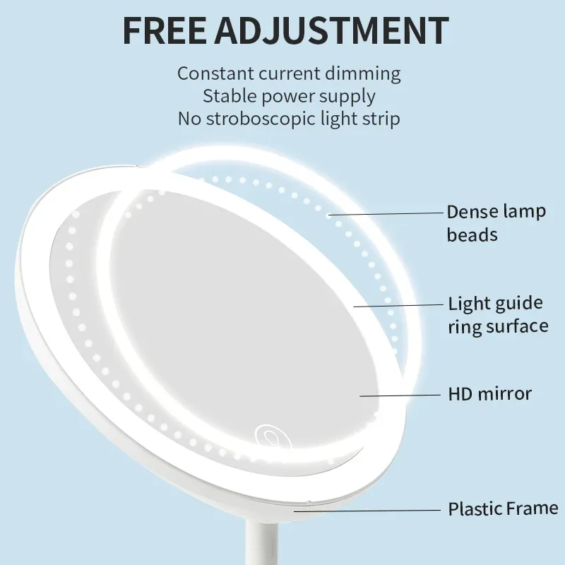 Make Up Mirror Foldable Design with Dimming Portable Vanity Mirror for Home Travel Business Light up Magnifying Mirror