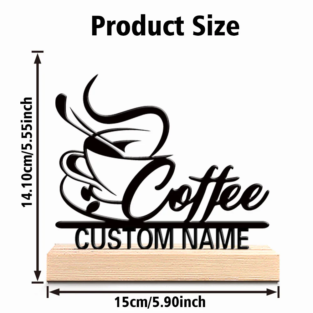 1pc Modern coffee Custom Name Tin Statue Metal Ornament Art Crafts With Wood Base Tin Ornament With Wood Base For Kids Gifts view 5