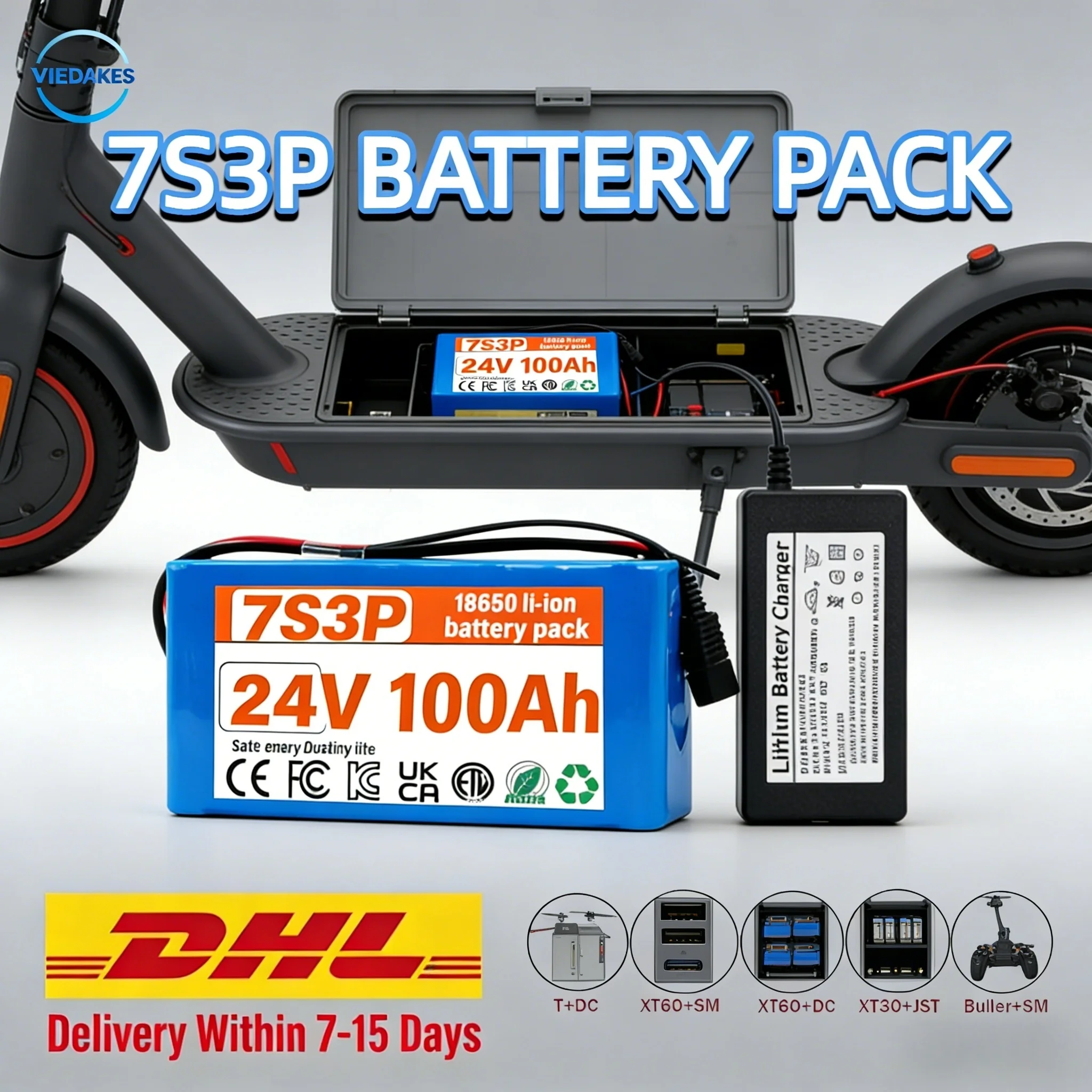 

29.4V 100Ah 7S3P 18650 battery lithium battery Suitable for 24V-29.4V motors Lithium ion Battery pack + 2A Charger