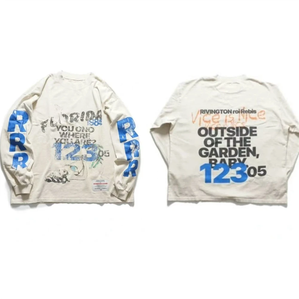 RRR123 Miami limited capsule series portrait slogan graffiti Long Sleeves T-shirt Men Women RRR-123 Tops Tee T Shirt