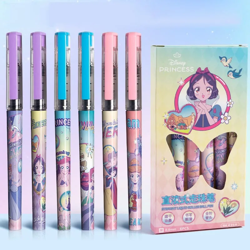 

24pcs/ лот Disney Princess прямой жидкий гель Пен Kawaii 0,5 мм черные чернильные нейтральные ручки канцелярские принадлежности подарок офисных школьных принадлежностей