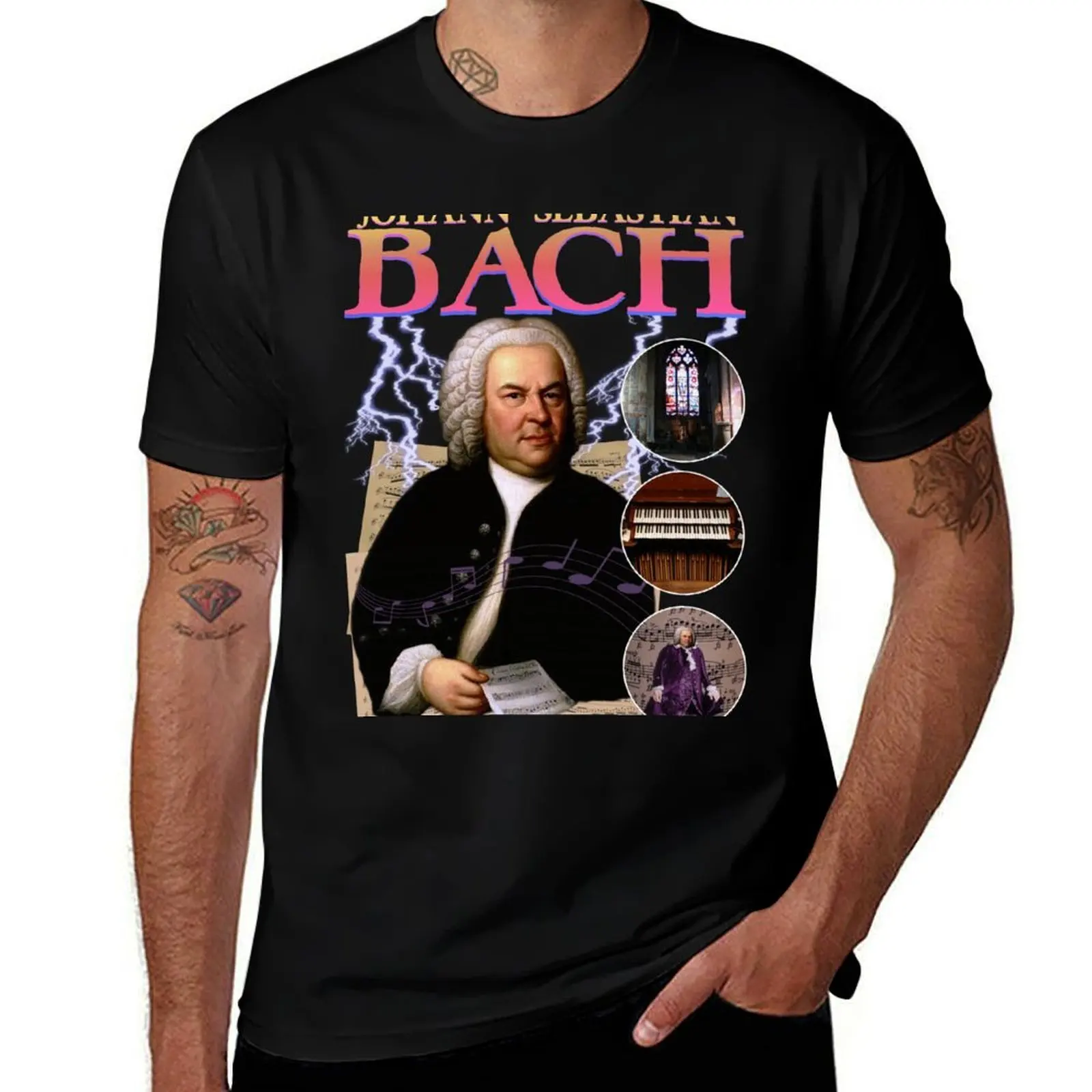 BACH RAP TEE Classical Composer Music Vintage Band Tee T-Shirt Work Style Casual T-Shirt