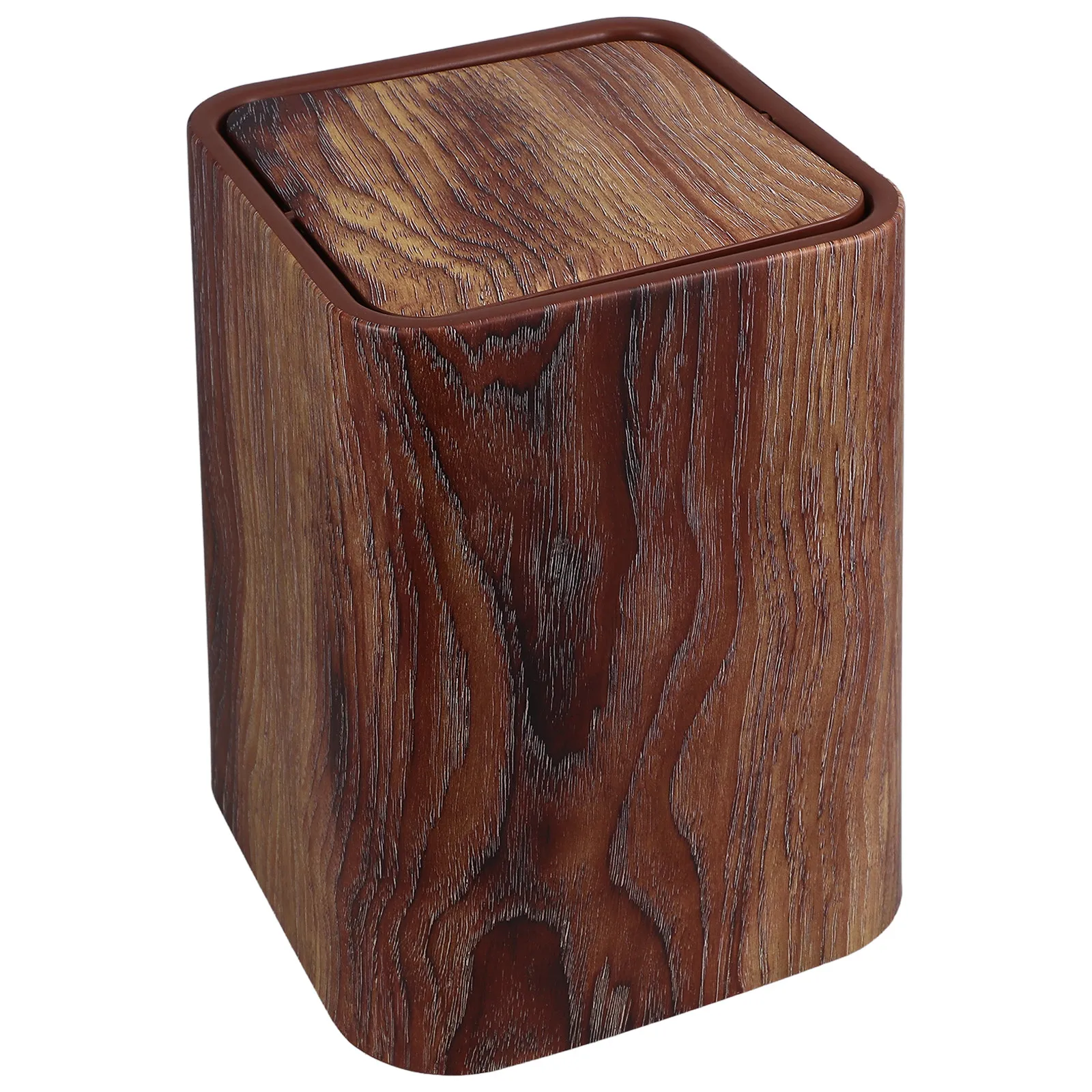 

Винтажная мусорная корзина с откидной крышкой под дерево для дома, отеля, офиса, кухни, спальни, ванной комнаты