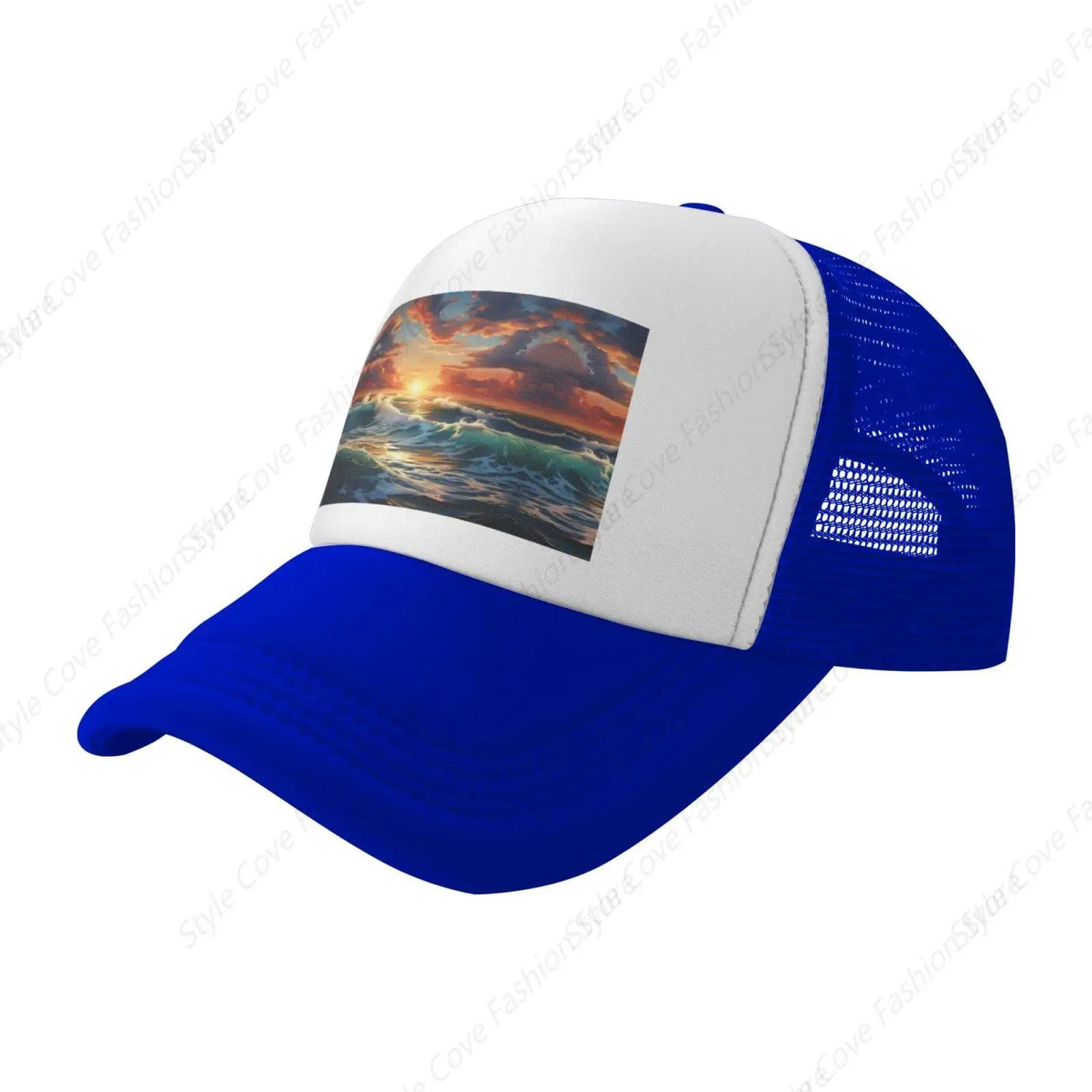 

Ocean Sunset Scenery Dad Golf Hats Men Women Baseball Hat Adjustable Adult Mesh Hat Hip Hop Truck Hat Four Seasons Castette