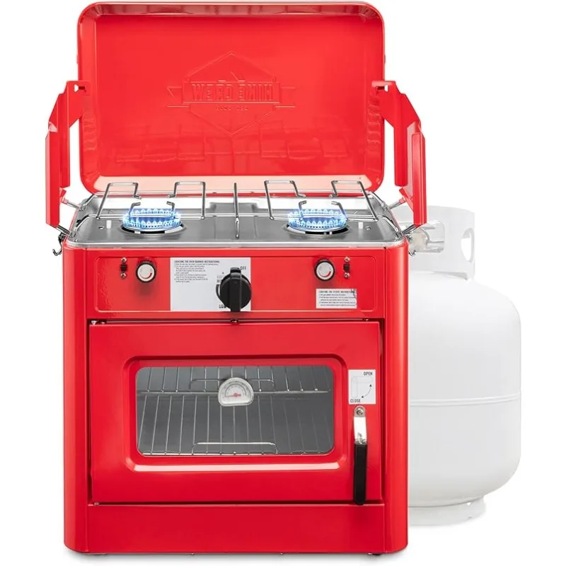 Fornello a 2 fuochi e forno da campeggio automatico a gas per esterni con borsa per il trasporto |   Alimentato a propano portatile approvato CSA